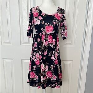 Floral Black and Pink Dress
